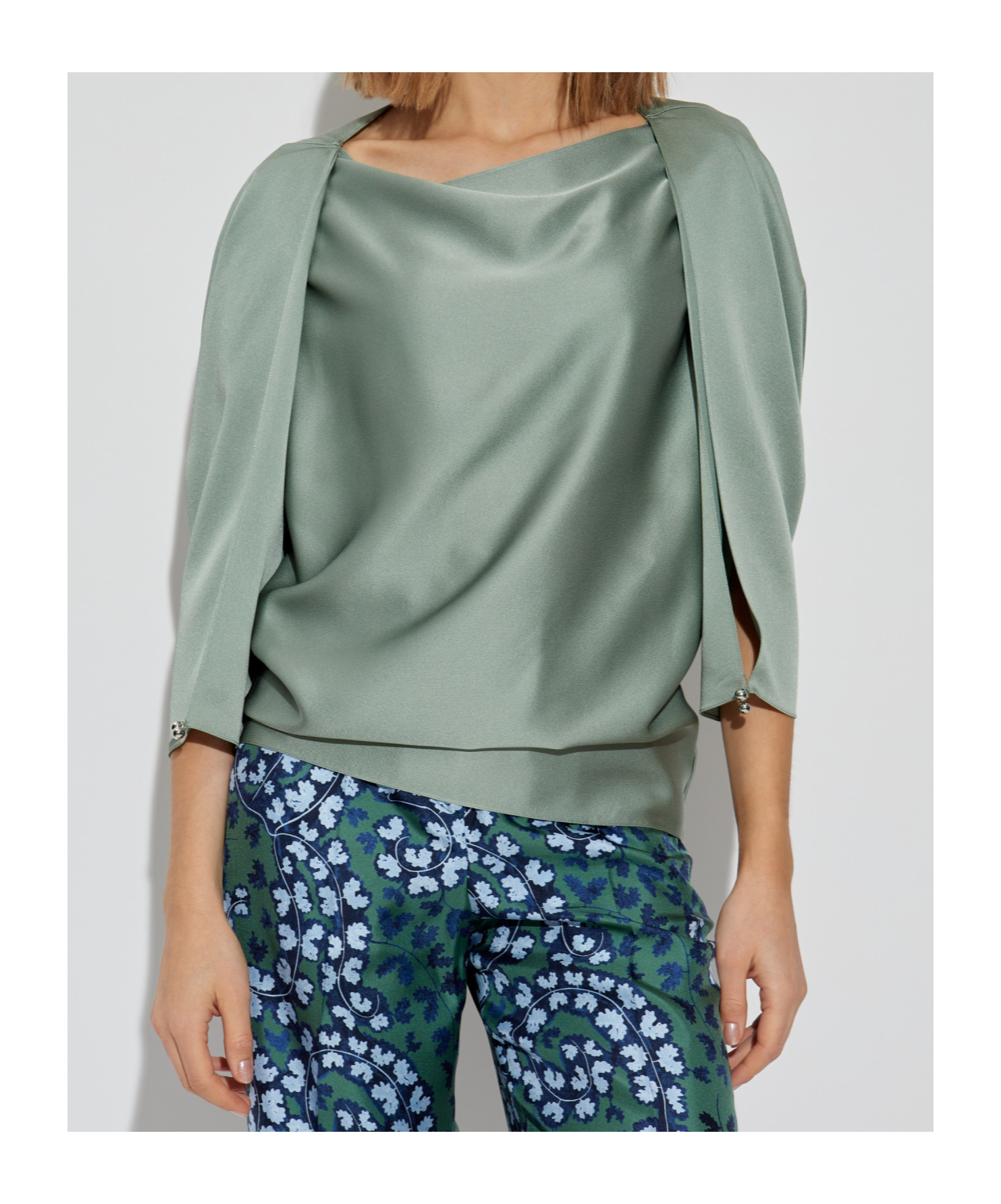 Lanvin Relaxed Silhouette Top With Button Closure In Gray