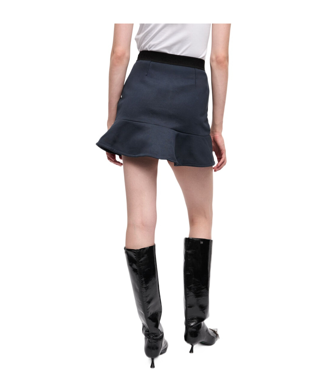 Ganni Navy Heavy Fleece Miniskirt In Black