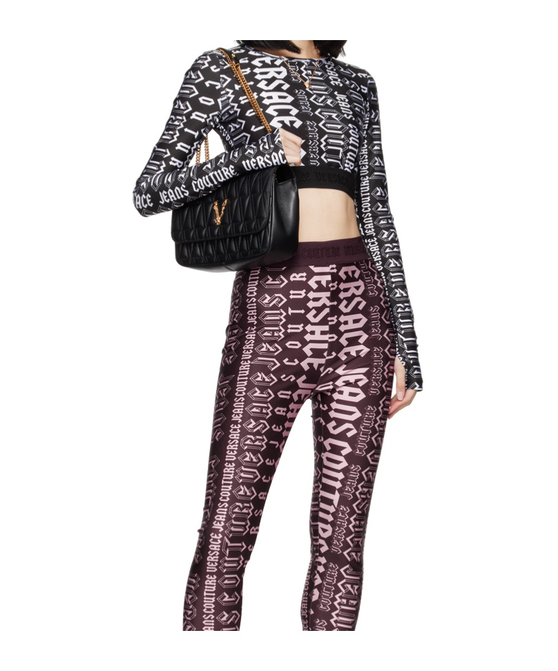 Versace Jeans Crew Neck Long Sleeve T-shirt In Black