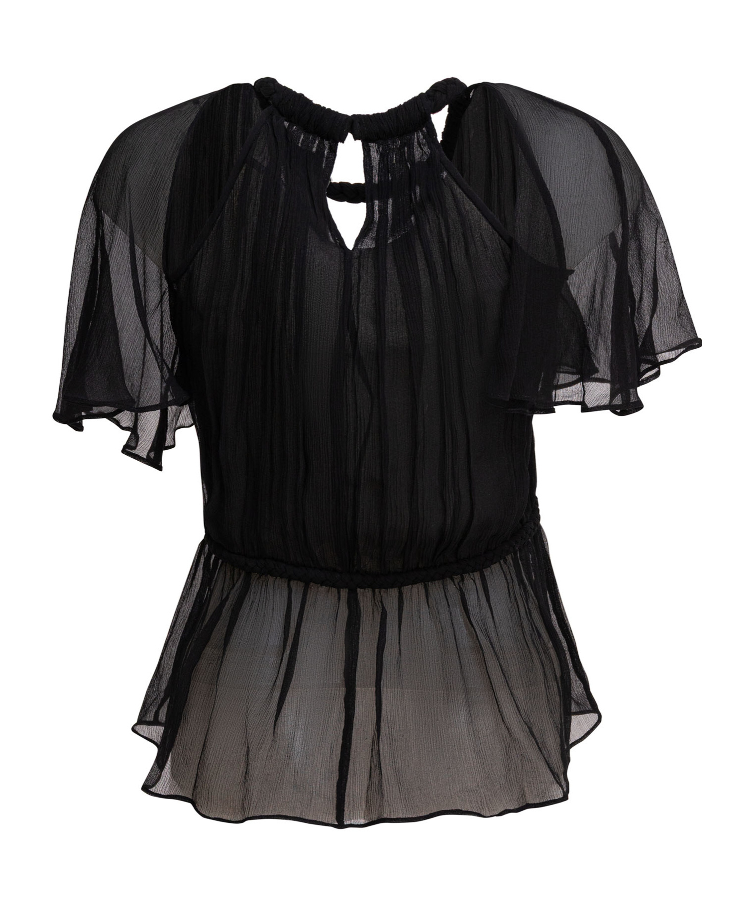 Isabel Marant Sheer Top Featuring Button Detail And Ruffled Hem In Black