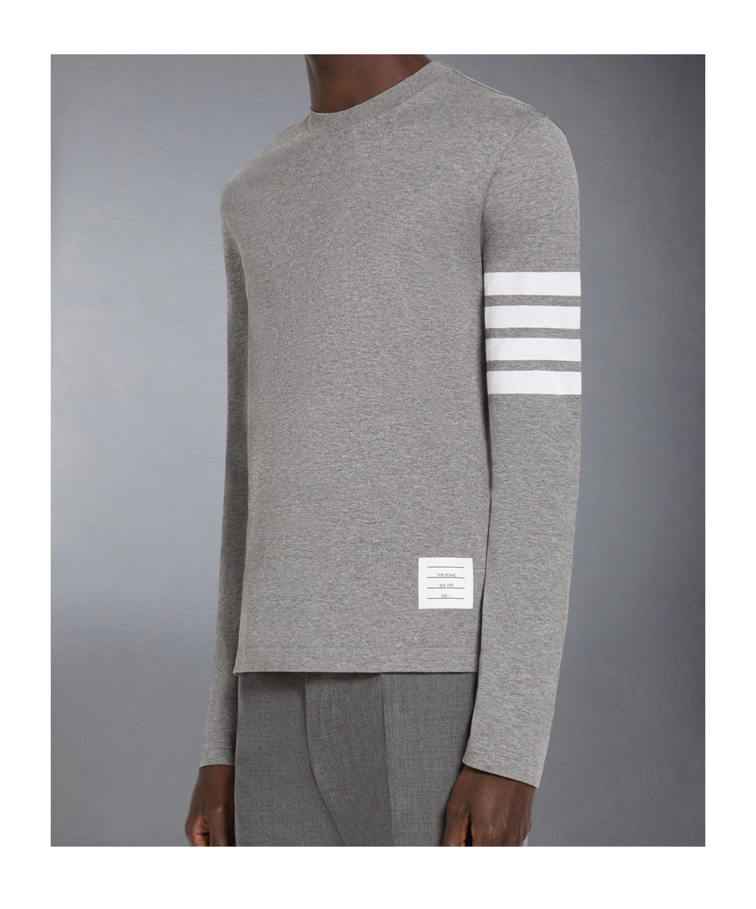 Thom Browne Loopback Jersey Knit 4-bar Crewneck Sweatshirt In Gray