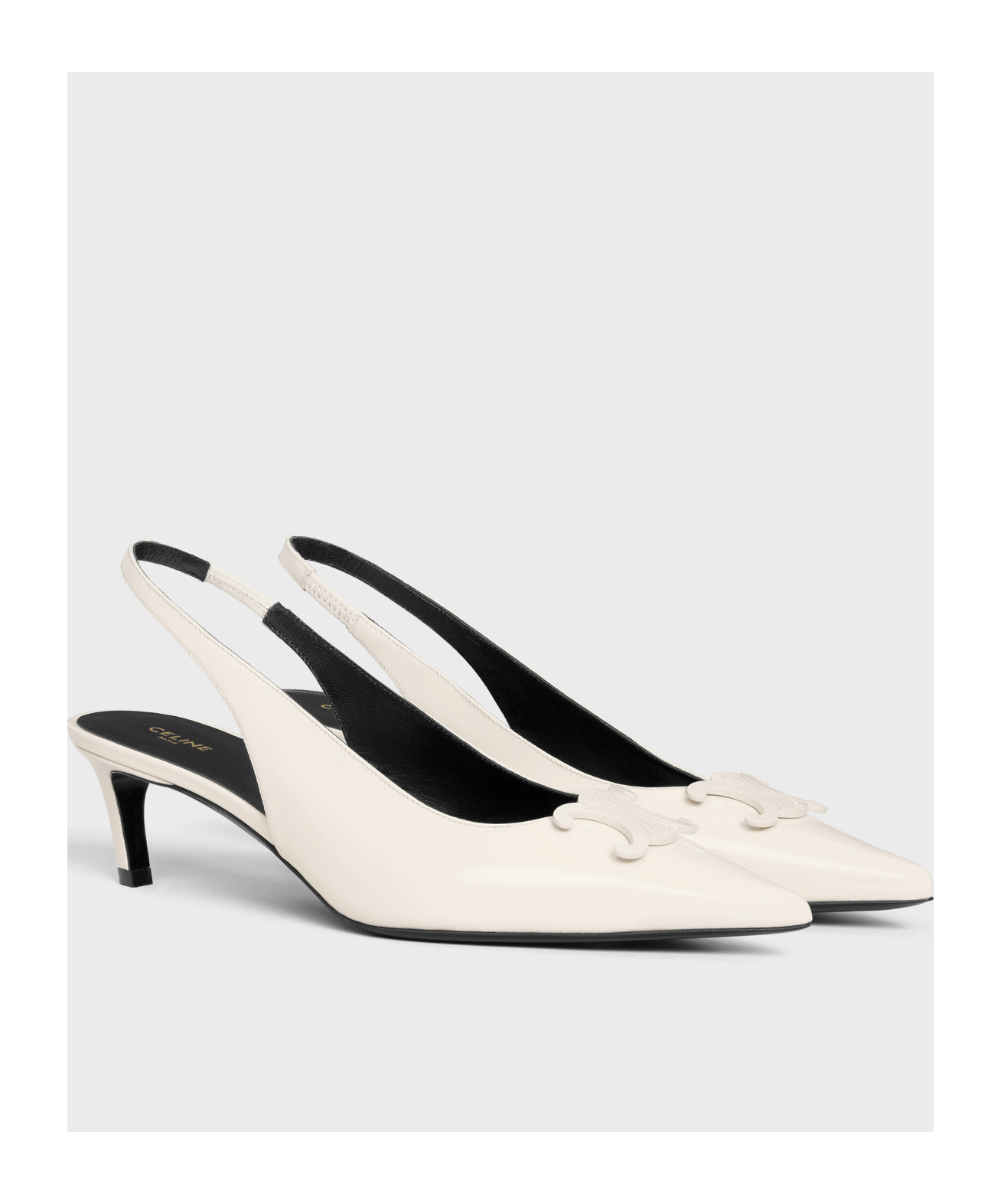 Celine Triomphe High-heeled Sandals In White