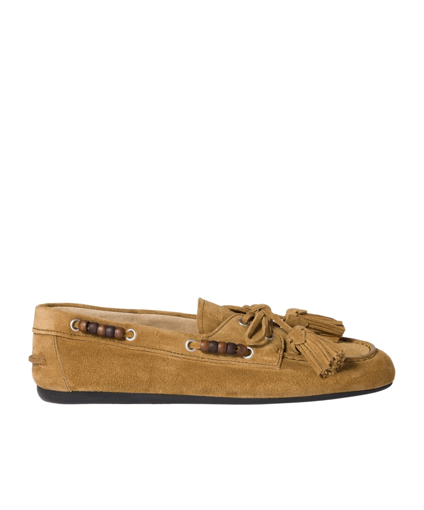 Miu Miu Suede Tassel Moccasin Loafers In Green