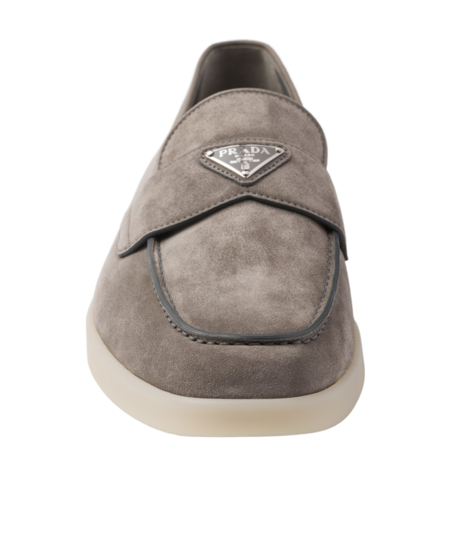 Prada Refined Loafers With Textured Finish In Gray