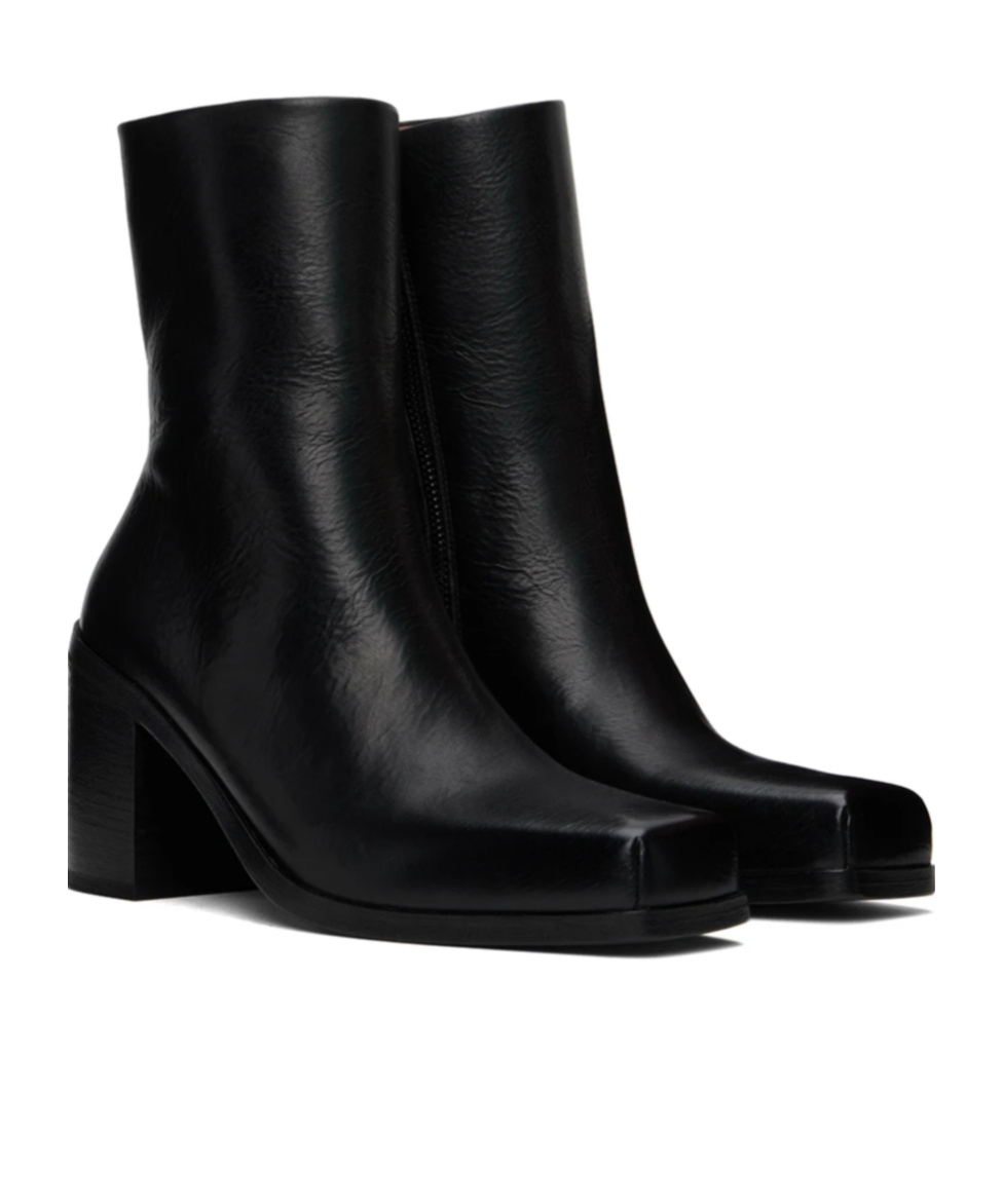 Shop Marsèll Square-toed Zipper Short Boots In Black