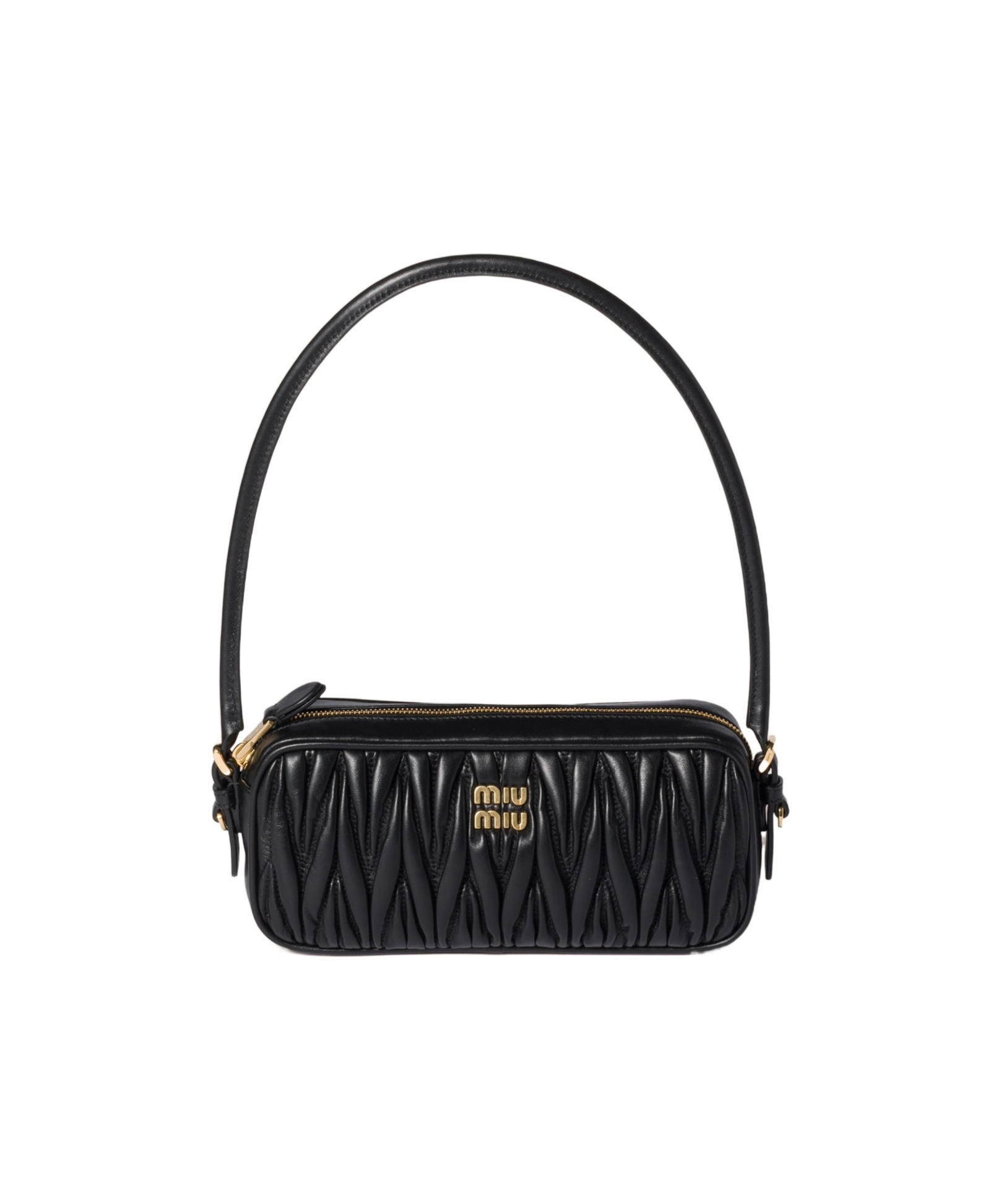 Miu Miu Black Matelasse Shoulder Bag In Black