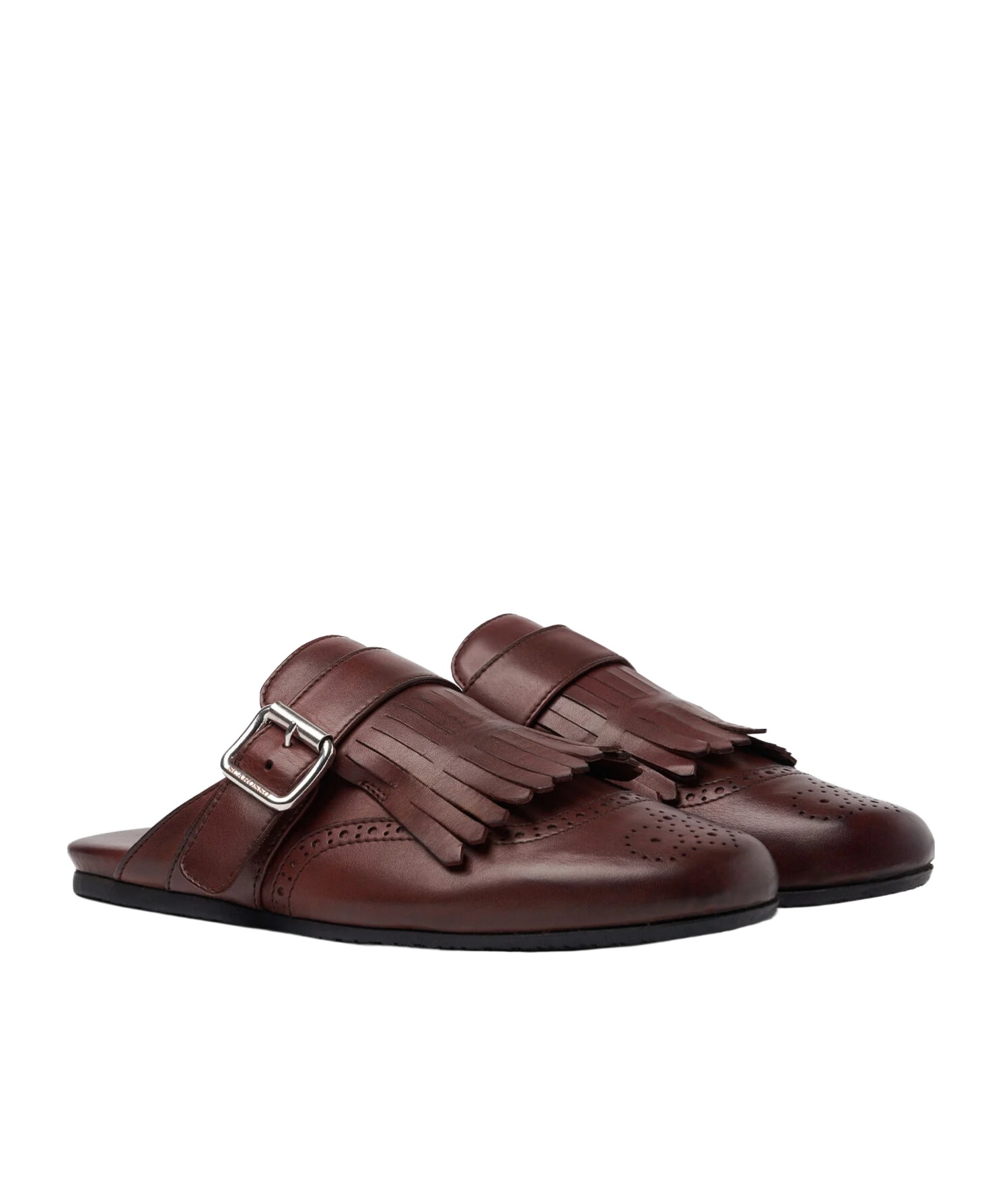 Scarosso Gemma Fringed Mule Flat Shoes In Multi