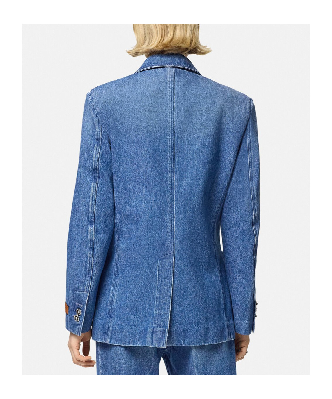 Shop Versace Denim Suit Coat In Blue