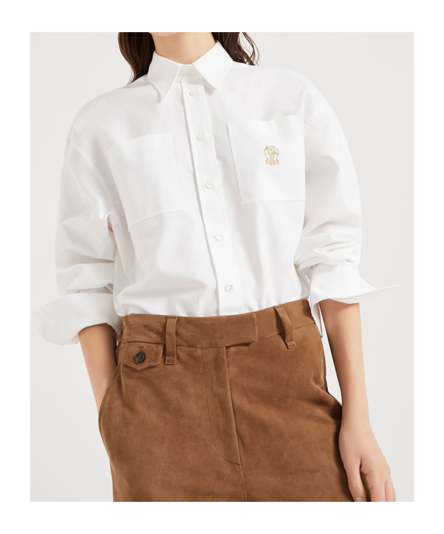 Brunello Cucinelli Logo-embroidered Shirt In White