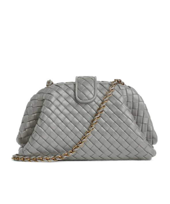 Bottega Veneta Lauren 1980 Mini Clutch With Chain In Gray