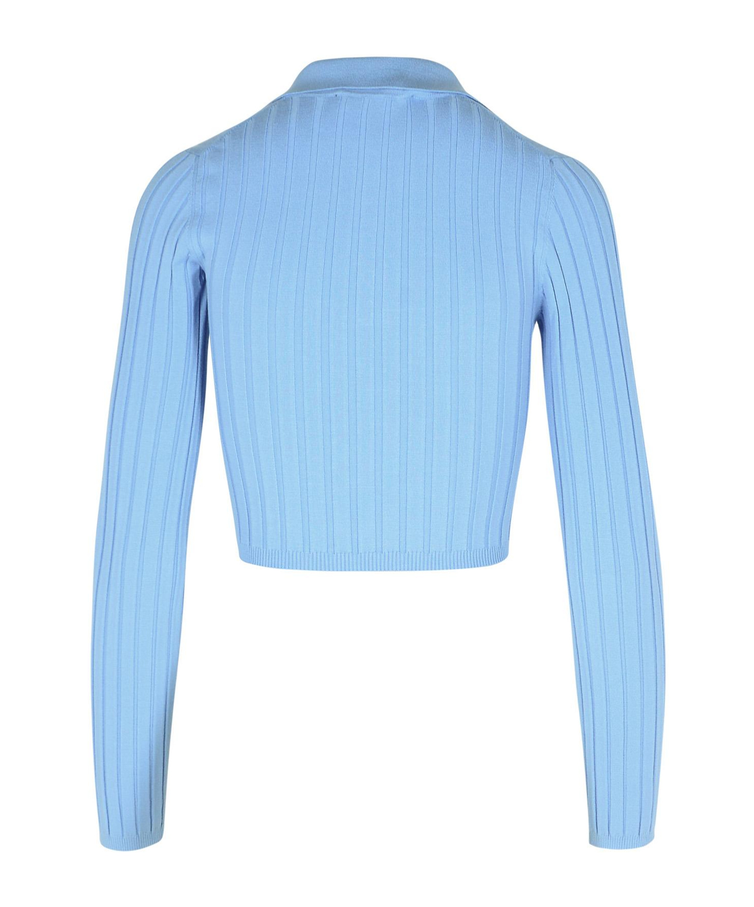 Dolce & Gabbana Long-sleeved Knitted Polo Shirt In Blue