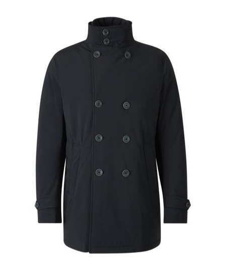 Herno Double-breasted Padded Stretch-shell Down Peacoat In Black