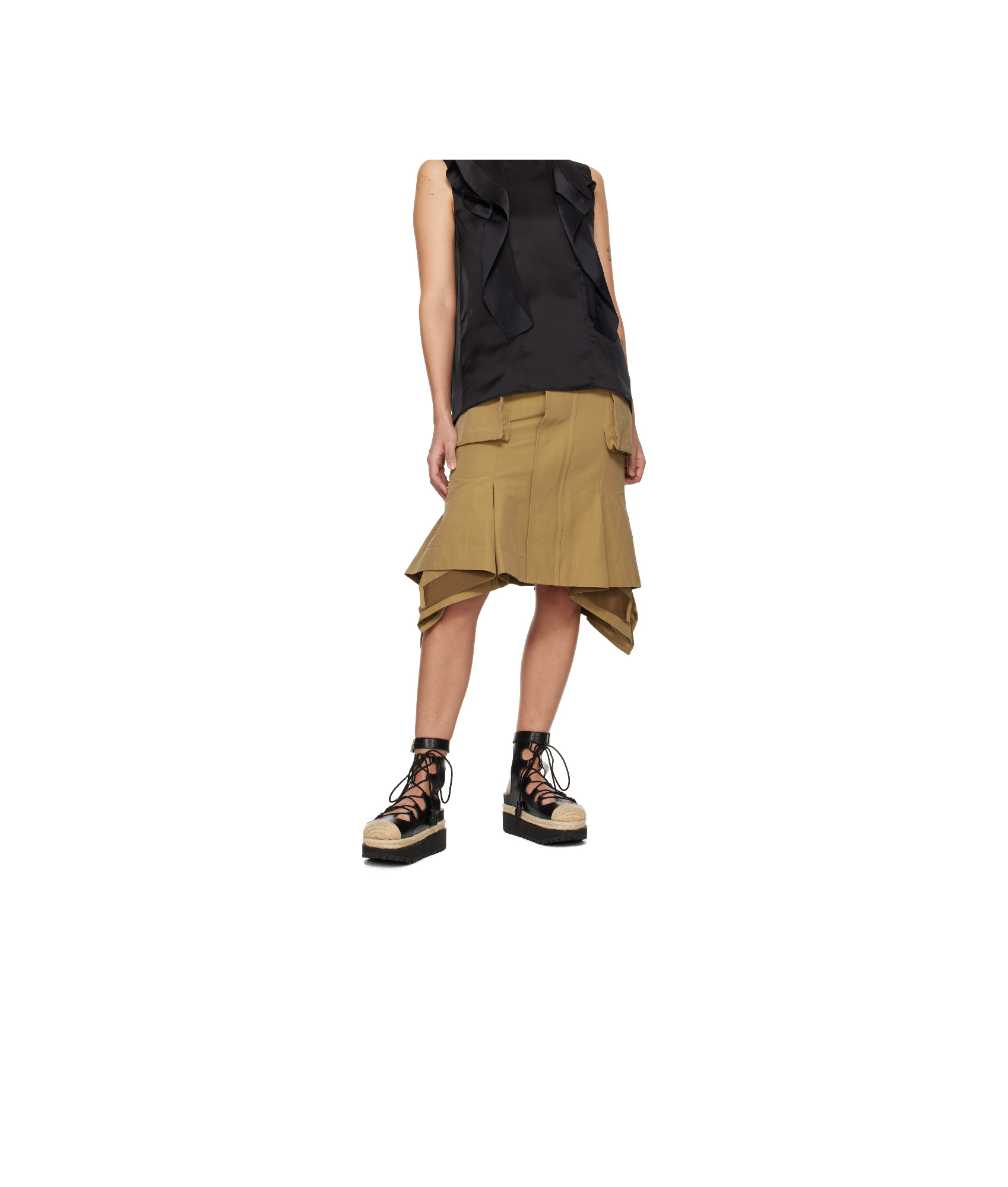 Sacai Black Ghillie Heeled Sandals In 001 Black | ModeSens