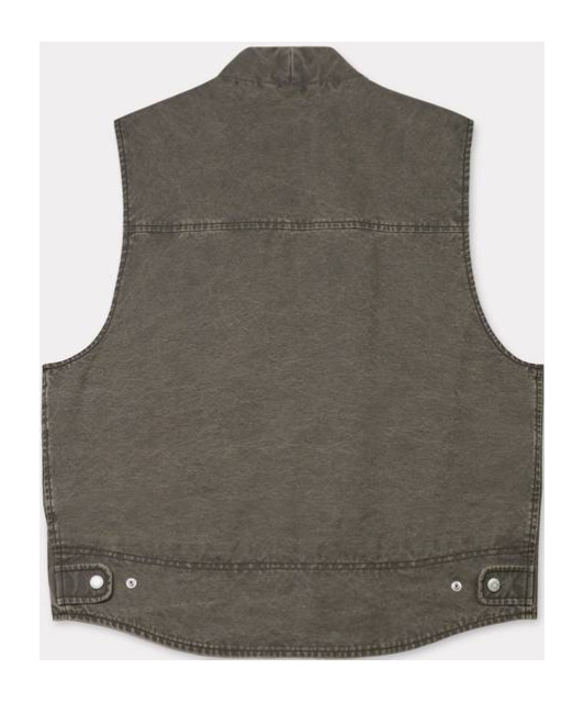 Kenzo Mens V-neck Embroidered-branding Regular-fit Cotton Gilet Taupe In Green