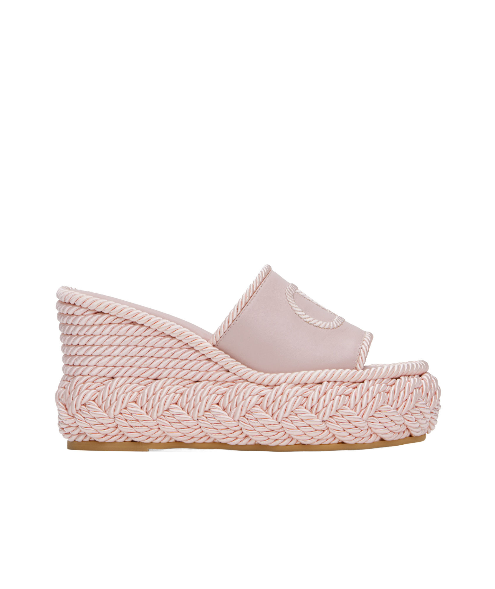 Valentino Vlogo Silk Torchon 100 Leather Wedge Sandal In Pink