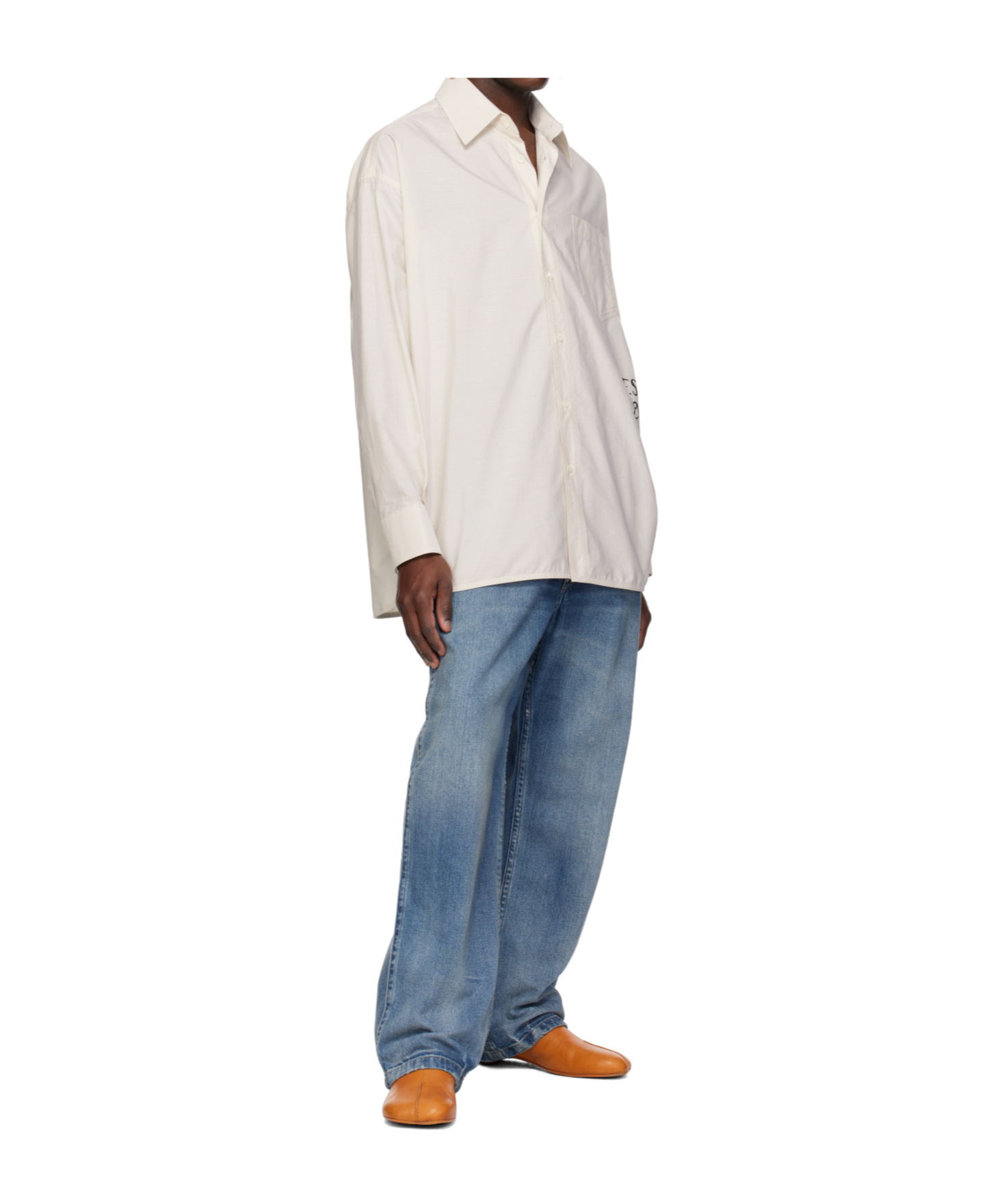 Mm6 Maison Margiela Off-white Asymmetric Striped Poplin Shirt In White