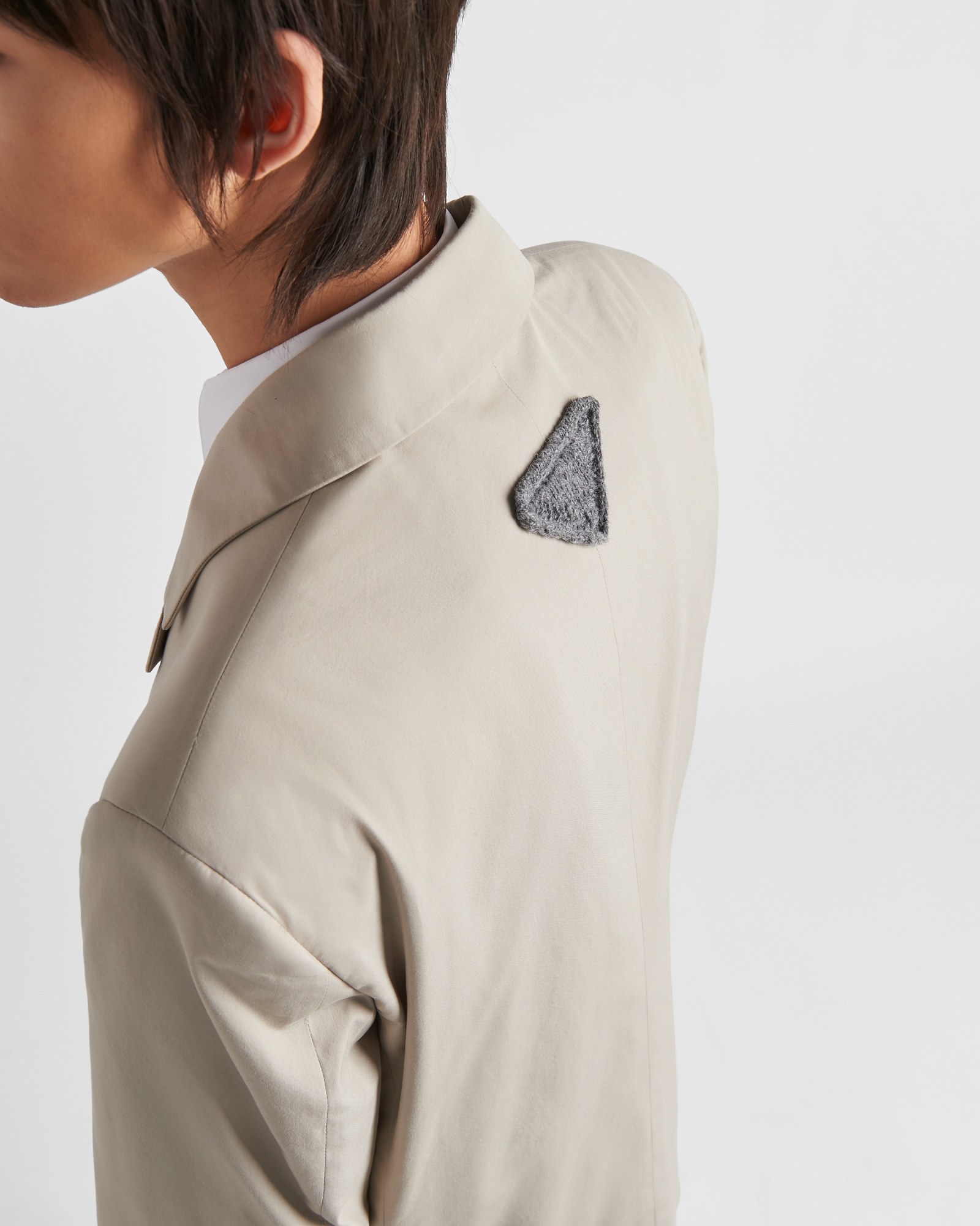 Prada Triangle Logo Single-breasted Blazer In Nude