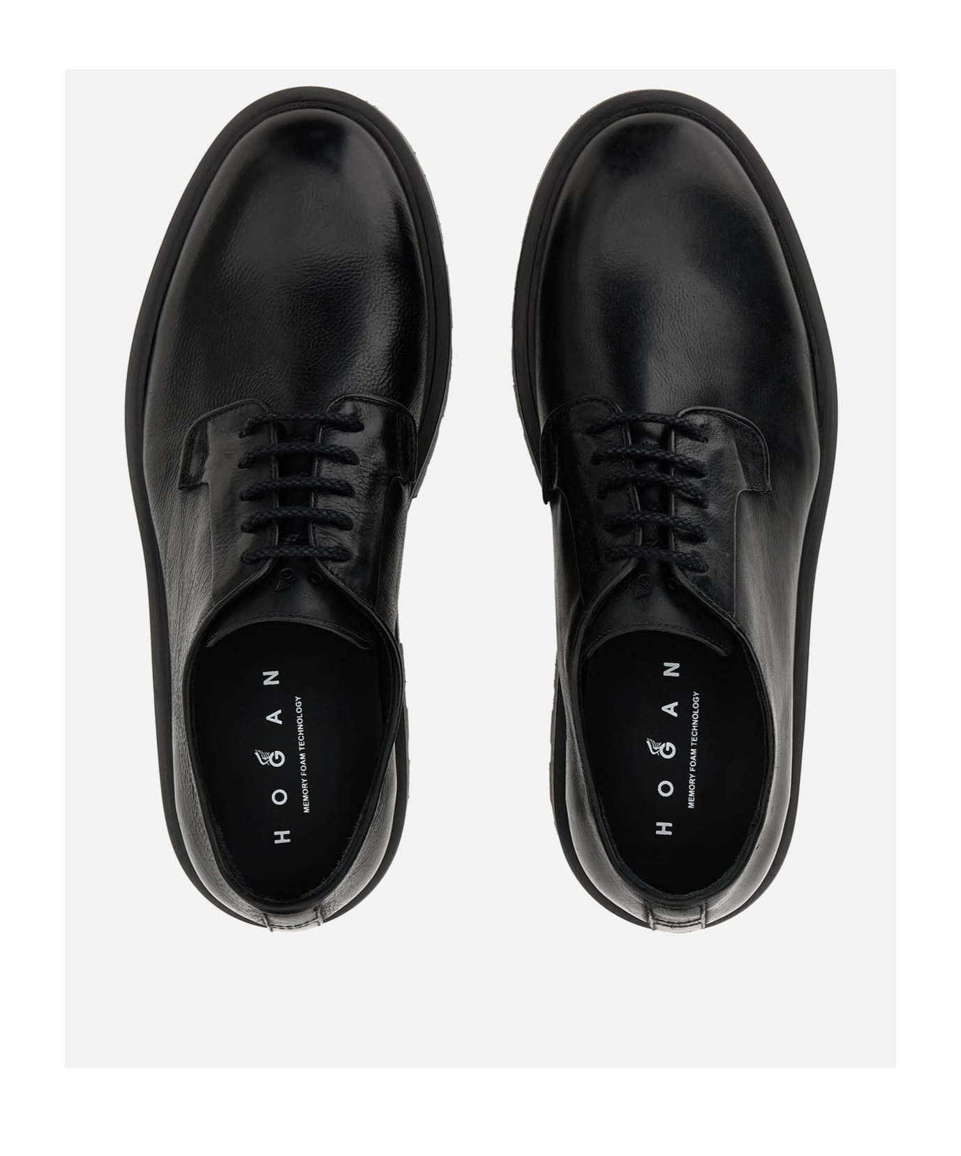 Hogan Chunky Sole Round Toe Derby Shoes In Black