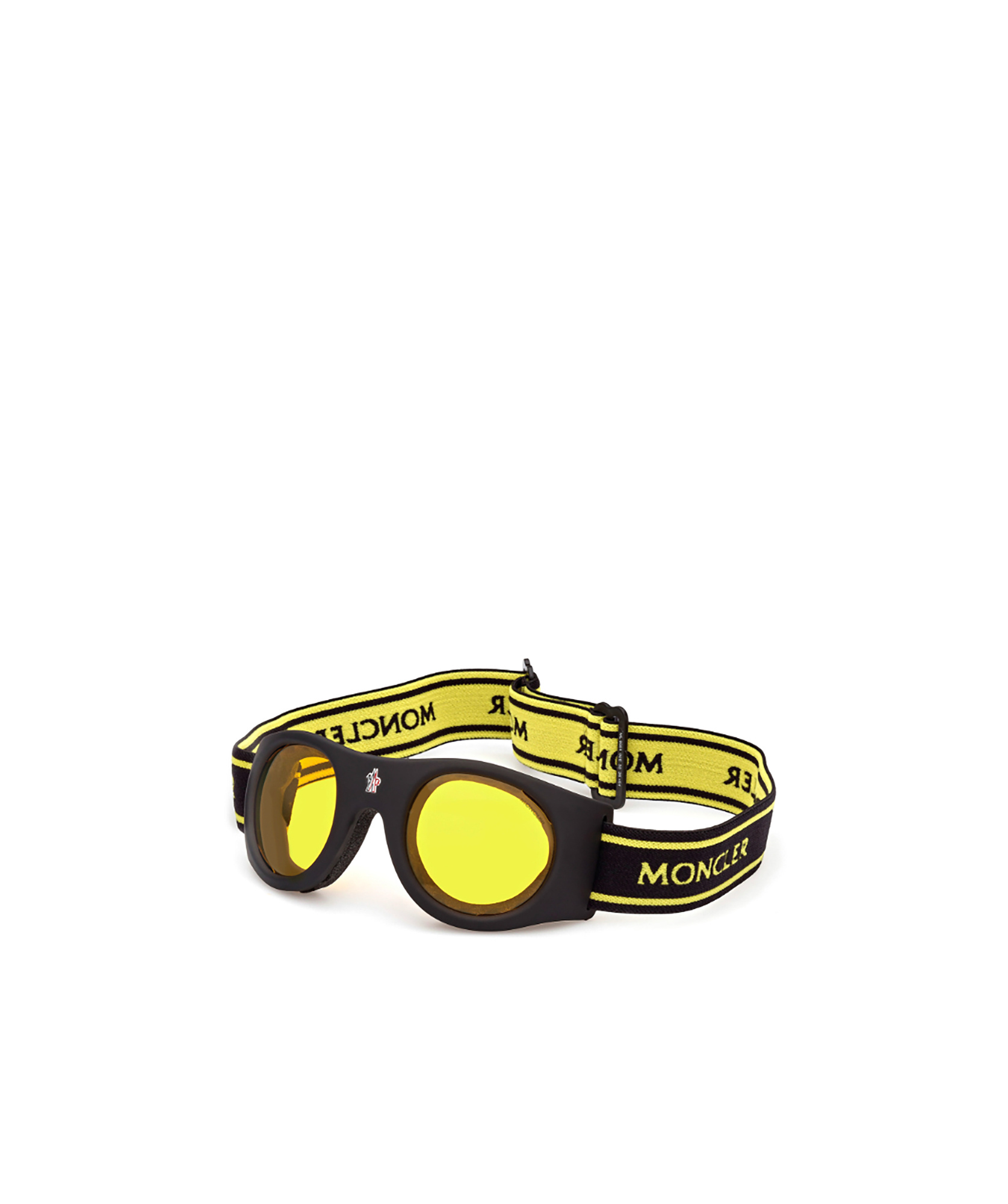 Moncler Logo-strap Round Sunglasses In Yellow