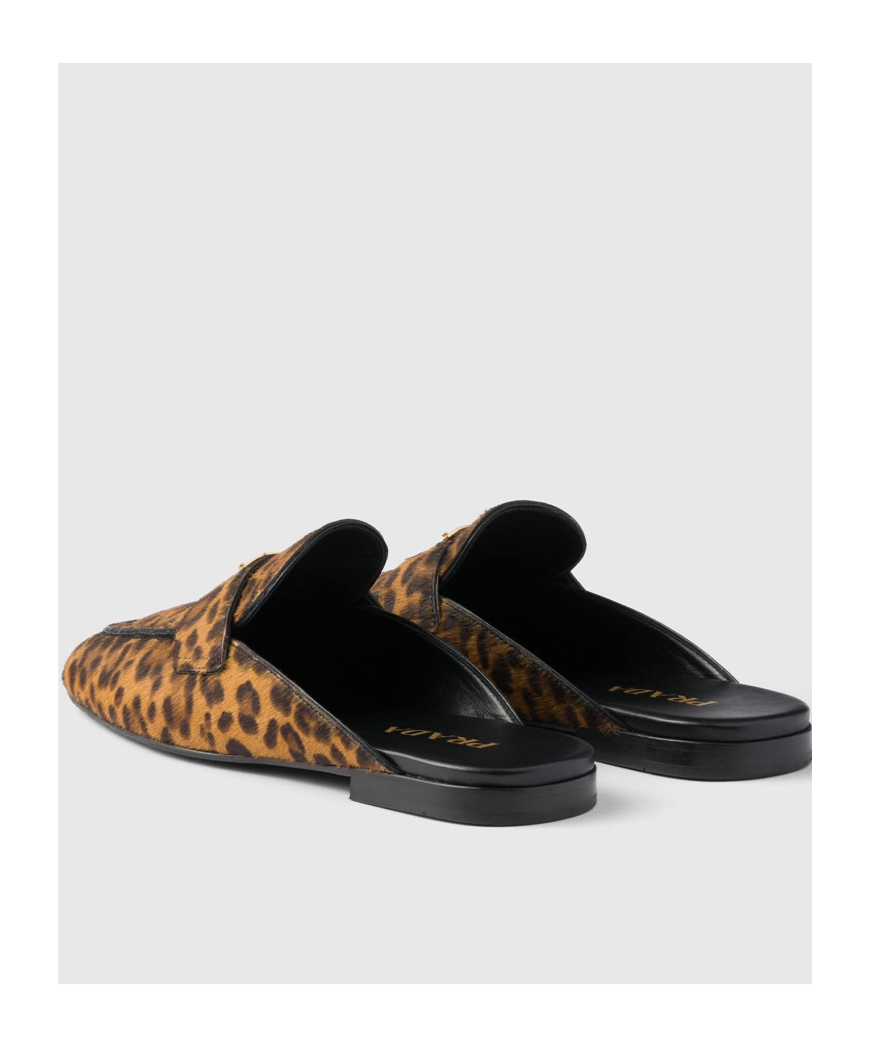 Prada Leopard-print Leather Mules In Honey-colored