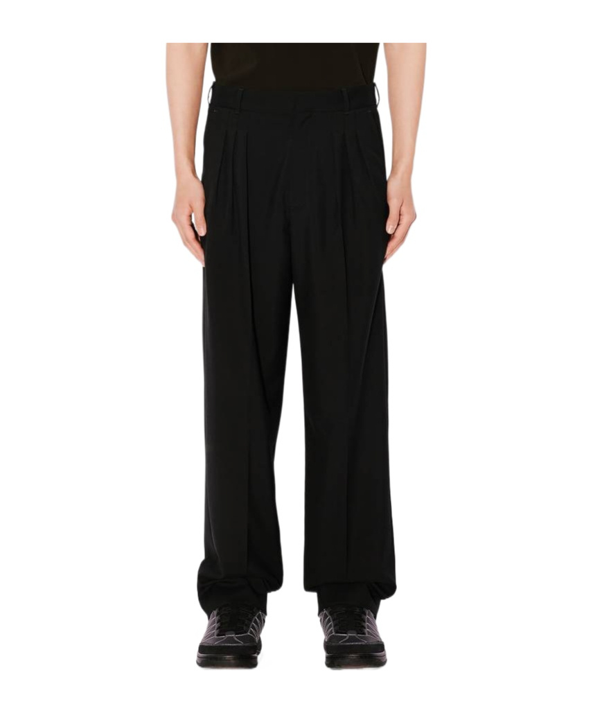 Kenzo Wool Pleated Tailored Trousers In Black