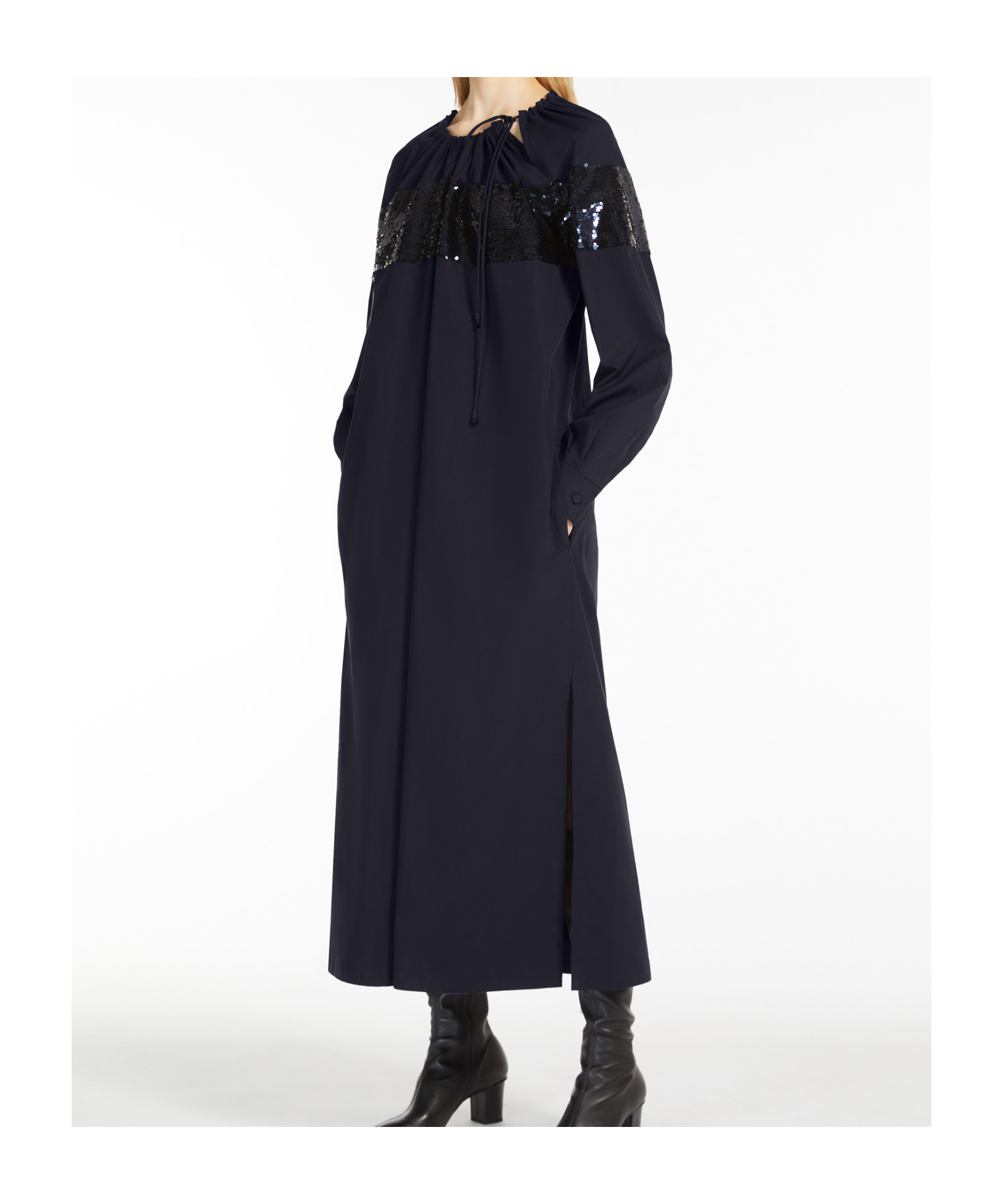 Max Mara Vestido Suave De Popelina In Black