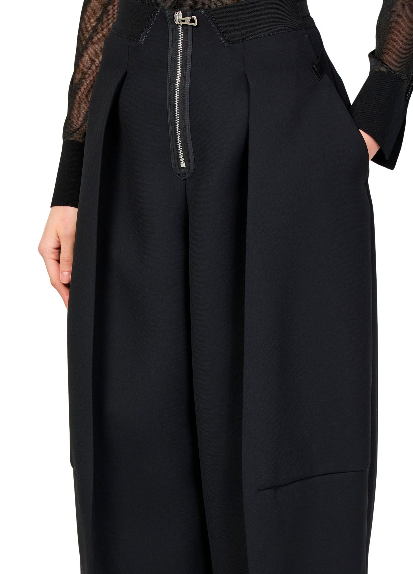 Jean Paul Gaultier Pleated Wide-leg Track Pants In Black