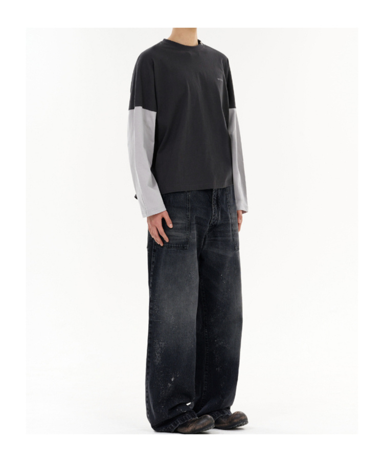 We11 Done Grey Code Long-sleeved T-shirt In Gray