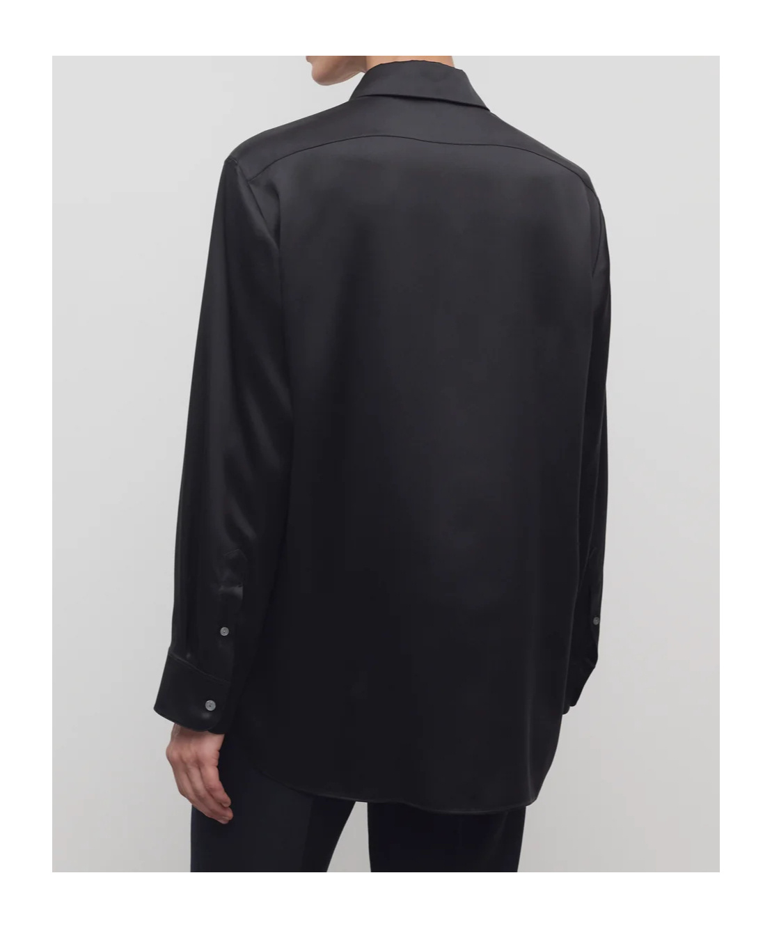 The Row Sisilia Oversized Silk Satin Shirt In Black
