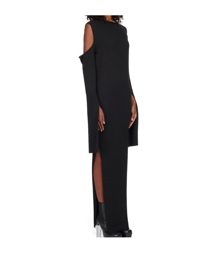 Rick Owens Cape-sleeve Cut-out Dress In Black
