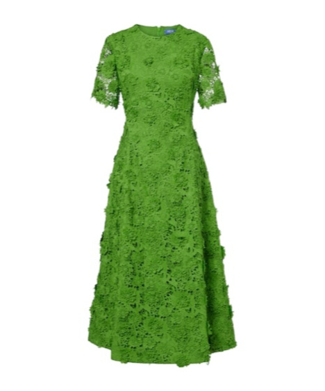 Leo Caroline Lace Midi Dress In Green