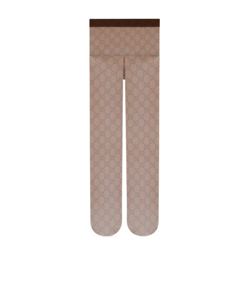 Gucci Printed Stretch Nylon Tights In Brown