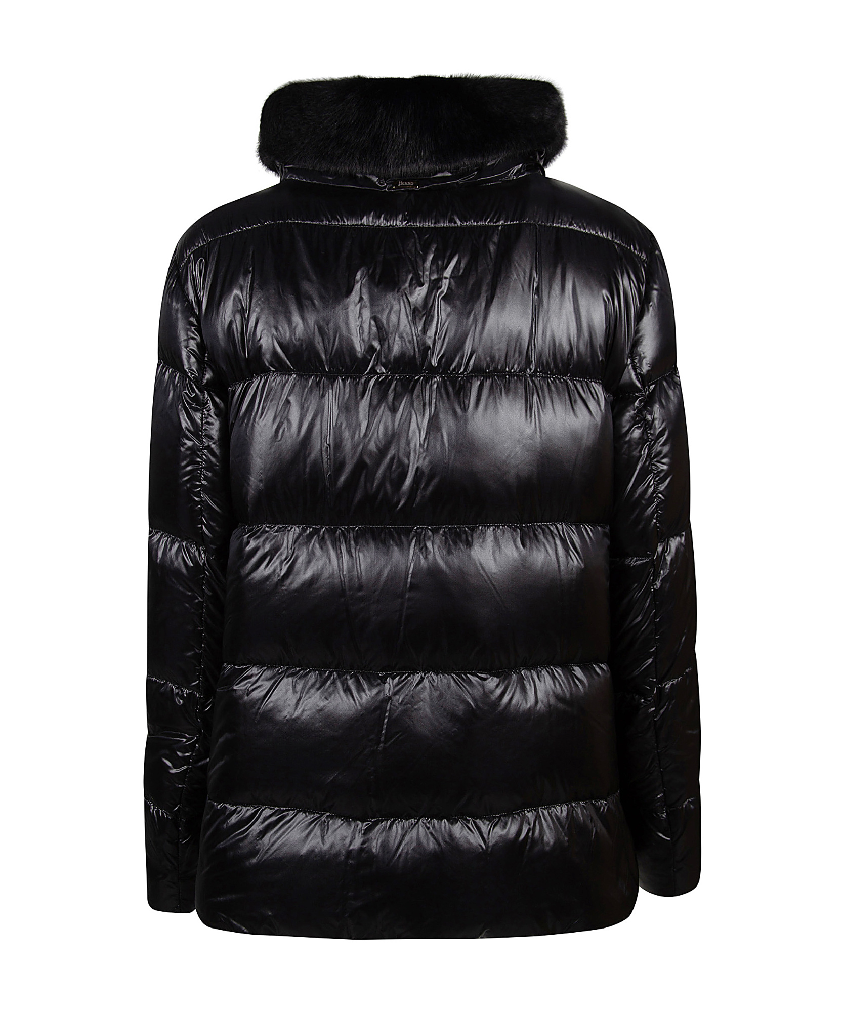 Herno Faux-fur Collar Puffer Jacket In Black