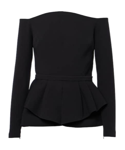 Safiyaa London Off-shoulder Crêpe Peplum Top In Black