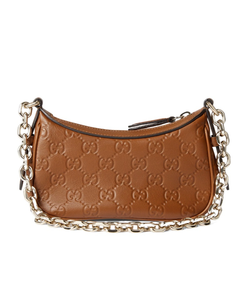 Gucci Gg Emblem Mini Shoulder Bag In Brown