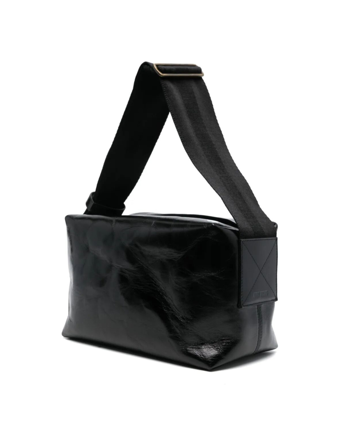 Uma Wang Black Leather Medium Shoulder Bag In Black