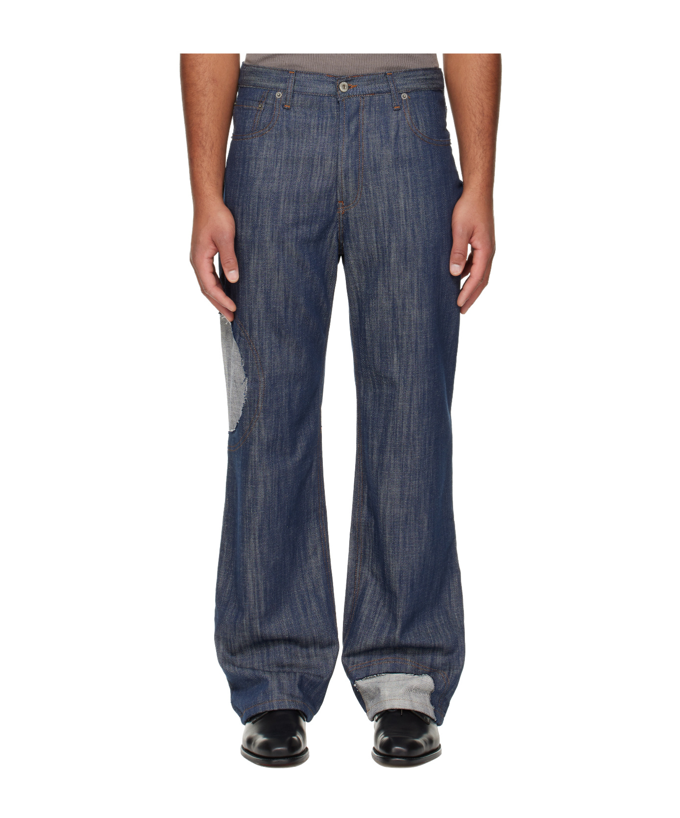 Edward Cuming Navy Circle Window V01s Jeans In Blue