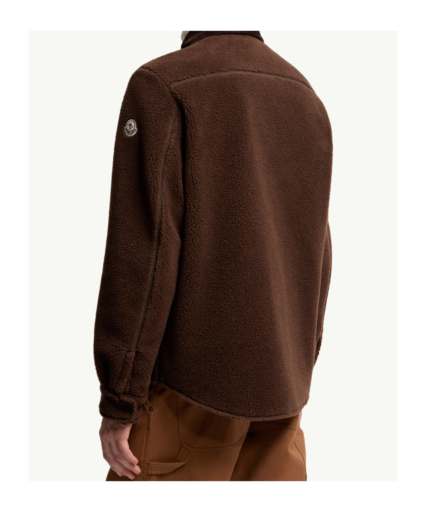 Moncler Cozy Jacket With Chest Pockets And Corduroy Collar In Brown