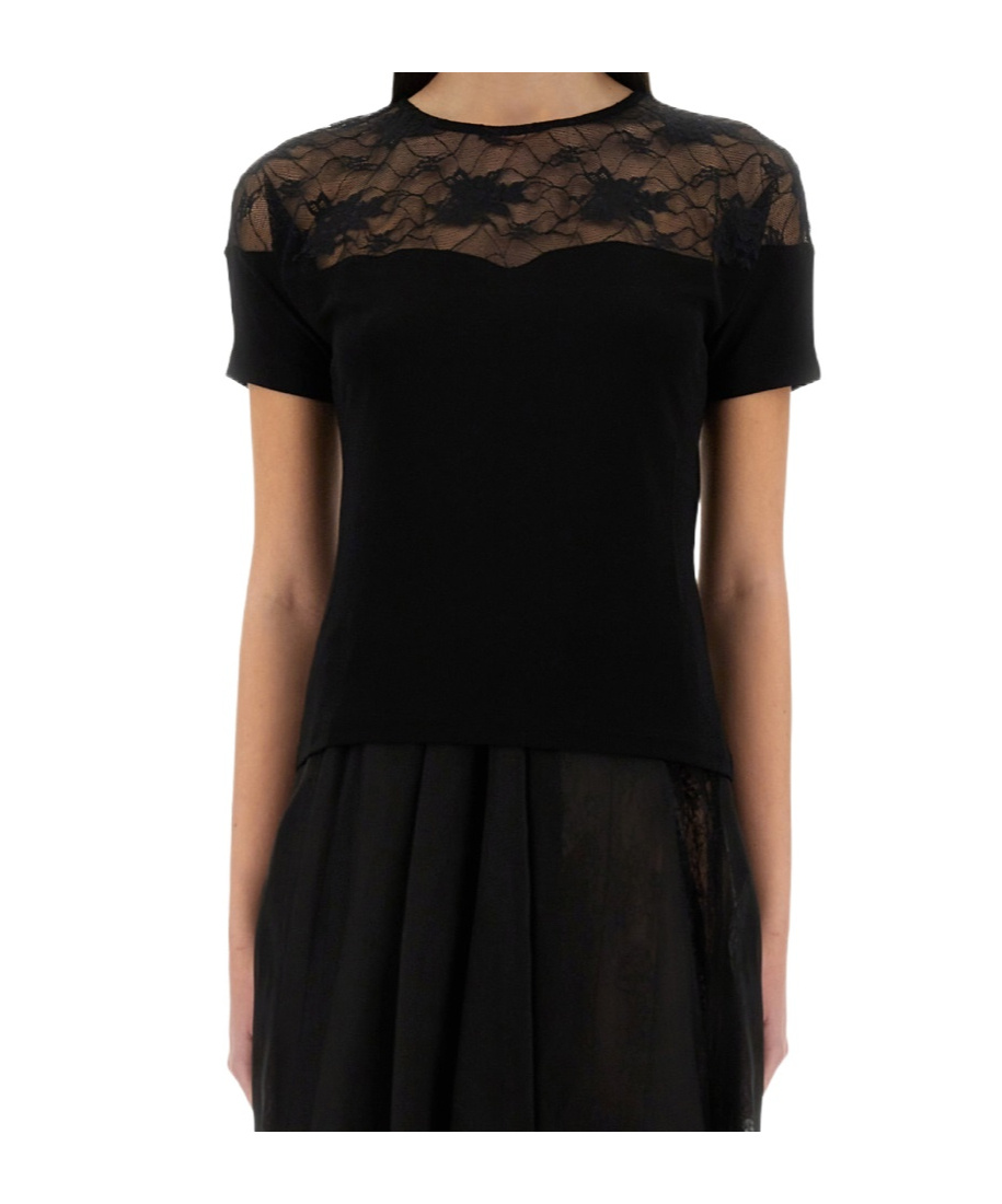 Nina Ricci Top With Lace Insert In Black