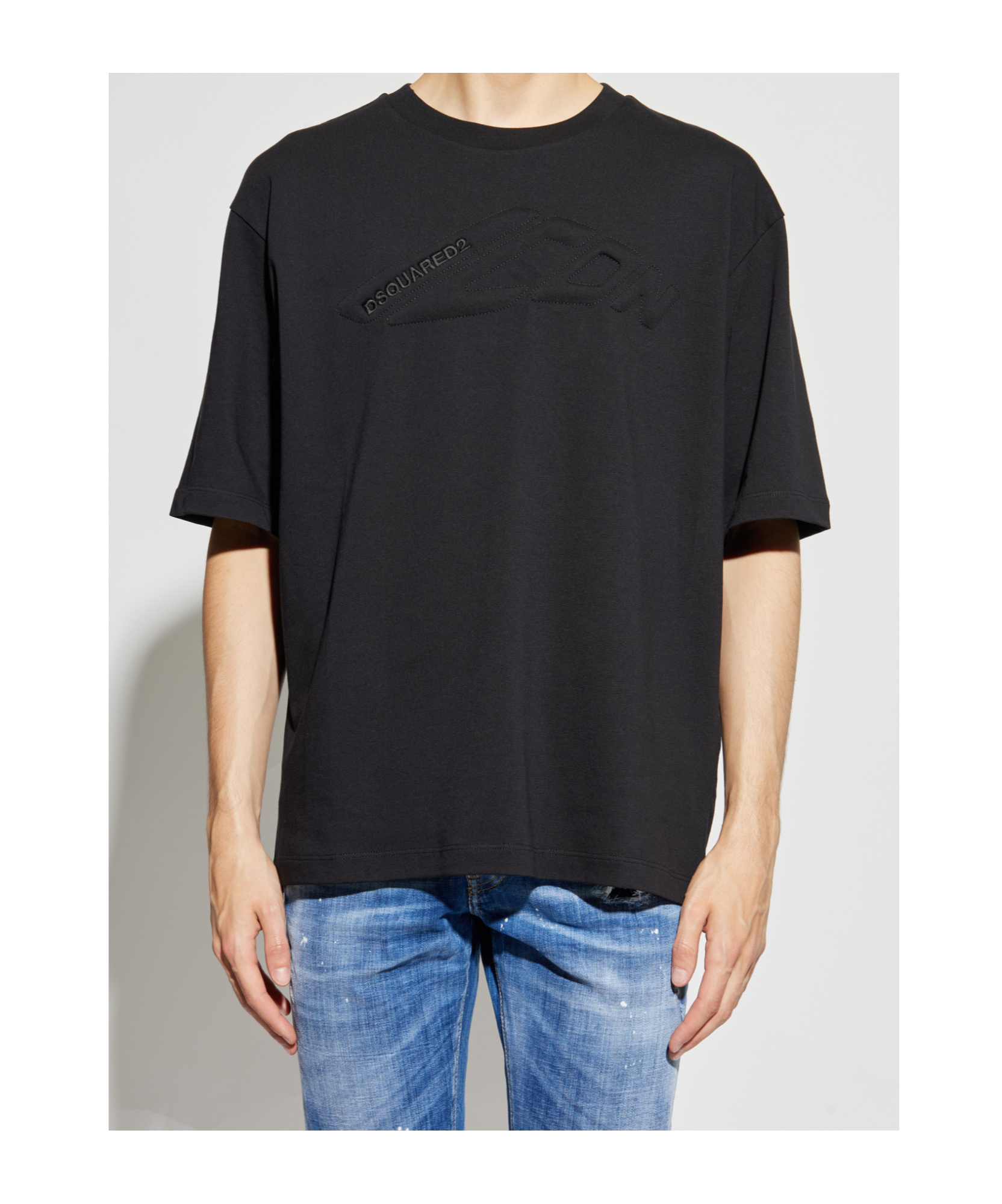 Dsquared2 Icon Logo-embroidered T-shirt In Black