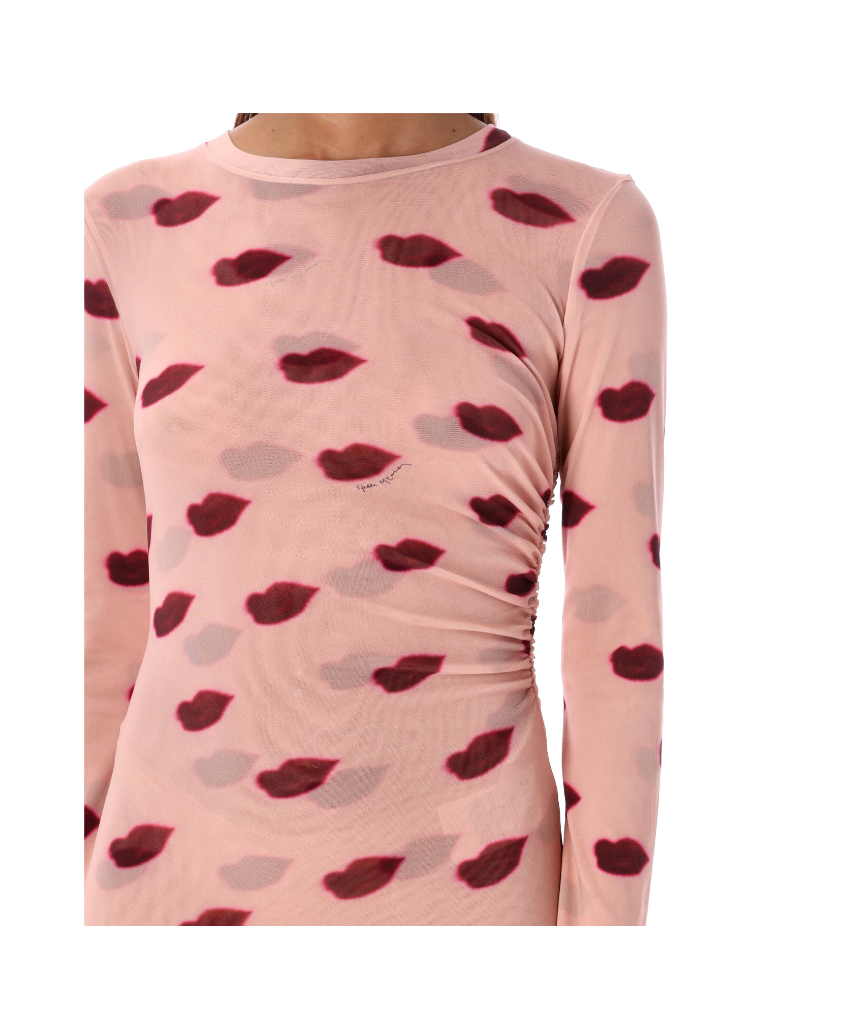 Stella Mccartney Ruched Printed Tulle Maxi Dress In Pink