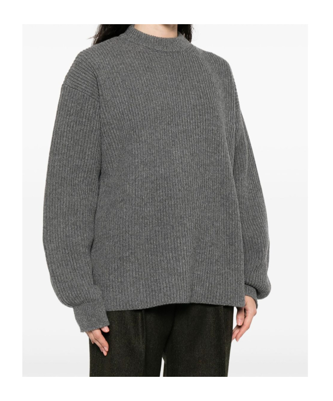 Jil Sander Wool Crewneck Jumper With Dropped Shoulders In Gray