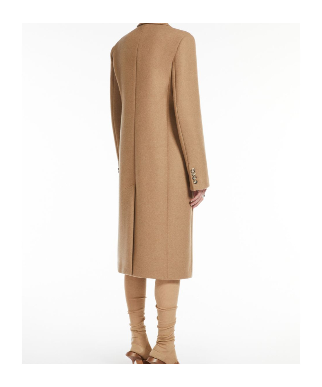 Sportmax Double-breasted Wool Cashmere Coat In Nude