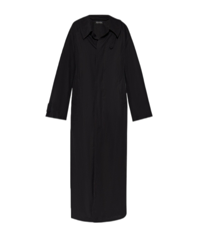Balenciaga Buttoned Long Coat In Black