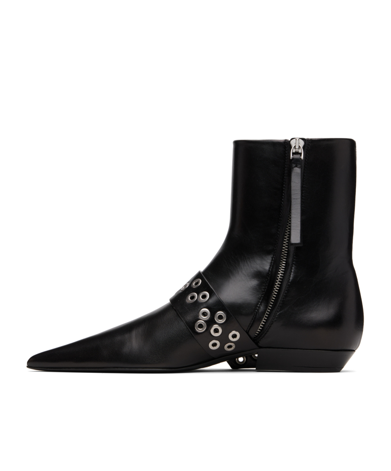 Jil Sander Buckled Leather Ankle Boots In Black
