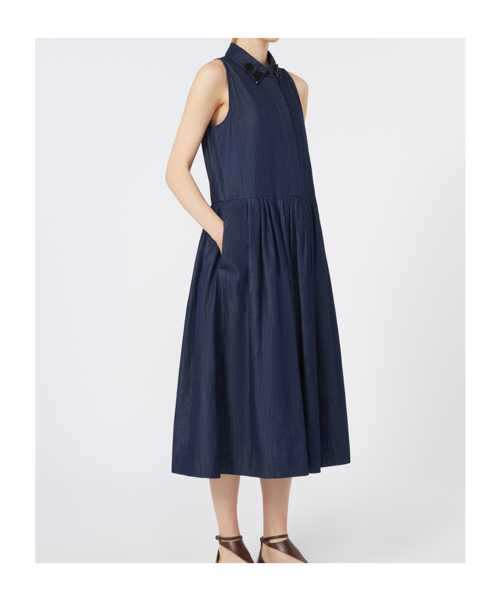 Max Mara Elena Midnight Blue Cotton Dress