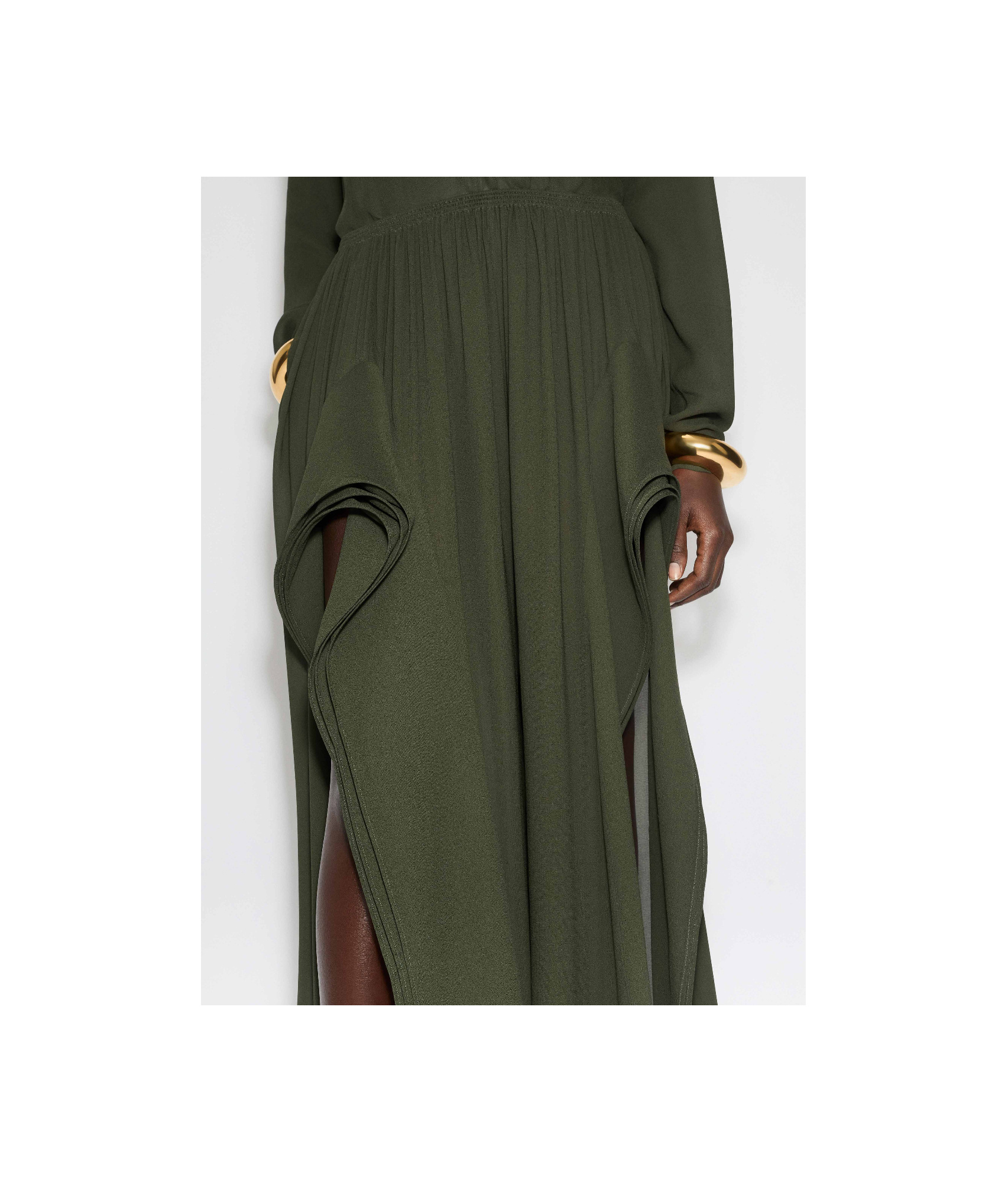 Alaïa Georgette Ruffle Pants In Green