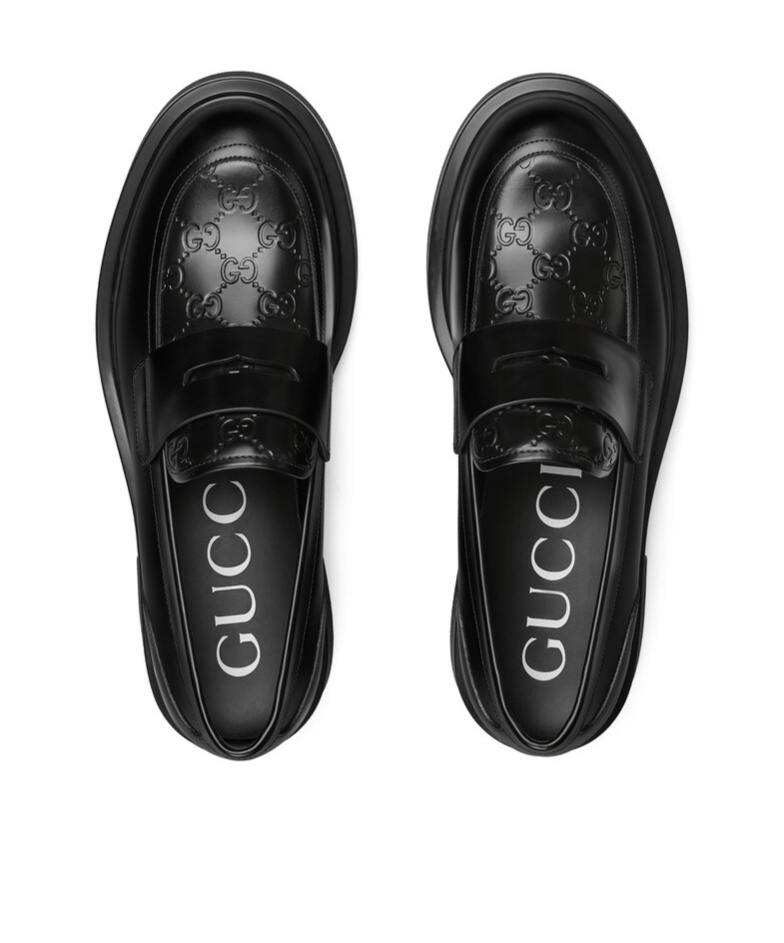 Gucci Leather Loafers With Round Toe And Rubber Sole In Black