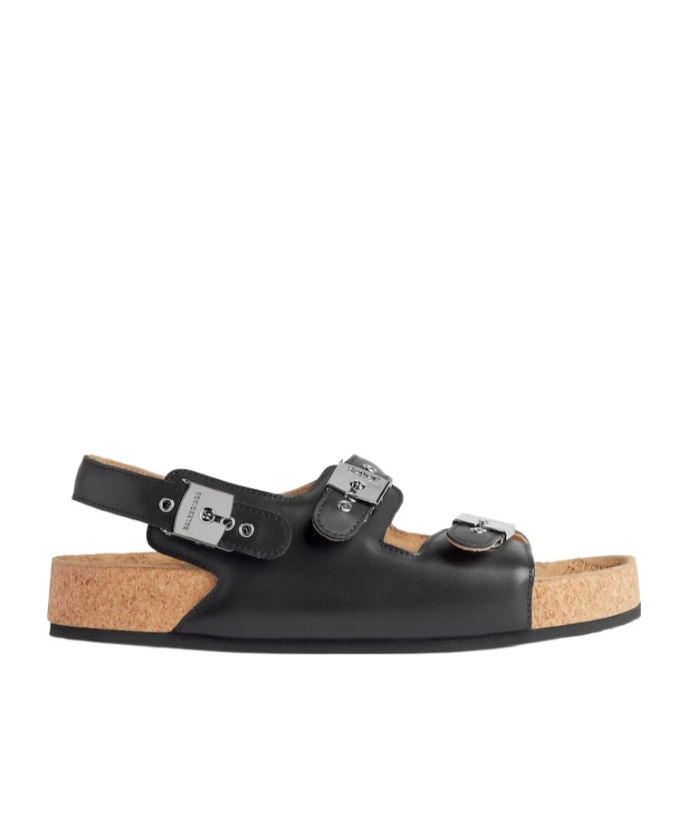 Balenciaga X Scholl Leather Sandals In Black