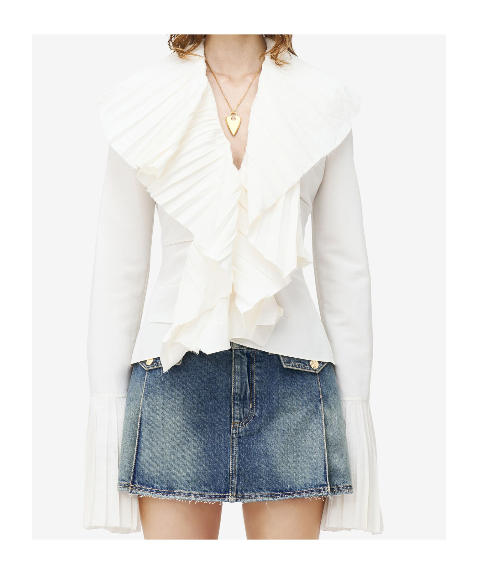 Alexander Mcqueen Pleated Shirt In White